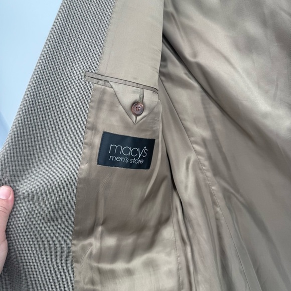 Lauren Ralph Lauren Sport Coat size 42L Jacket Blazer 2 Button tan micro-plaid - Picture 7 of 13